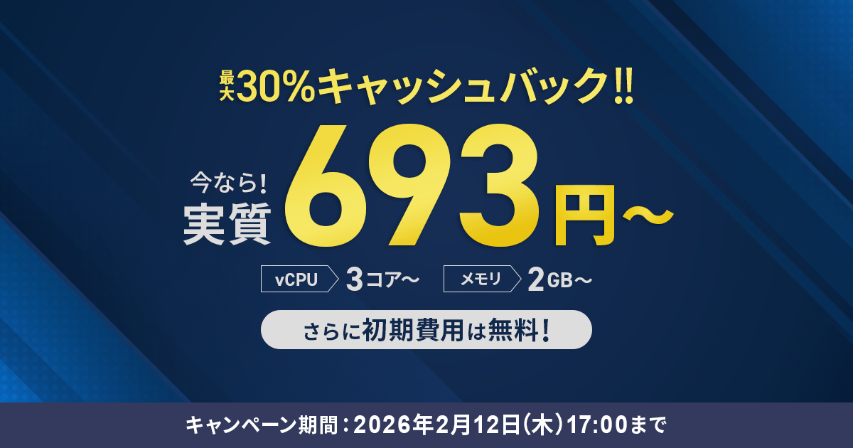 最大30%キャッシュバックキャンペーン！＜2025年12月11日(木) ～ 2026