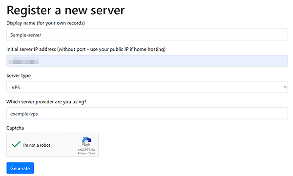 Register a new serverפ򥯥å