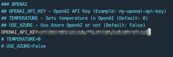 OpenAIのAPIkeyに置き換え