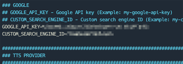 Google Custom Search API と CUSTOM SEARCH ENGINE ID の設定